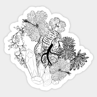 Human heart with crystals and floral Sticker